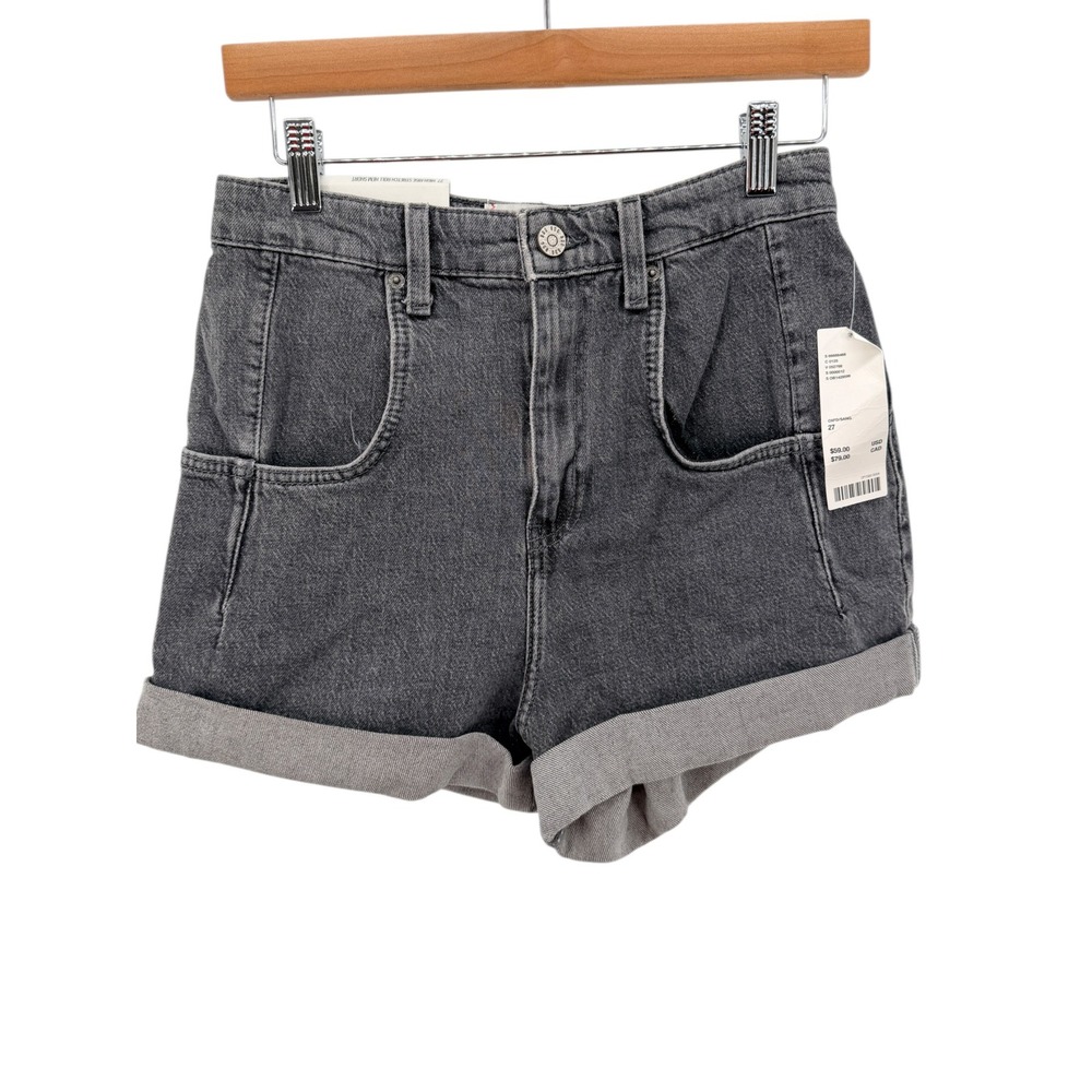 BDG Urban Outfitters High Rise Stretch Roll Hem Denim Shorts Gray Size 27